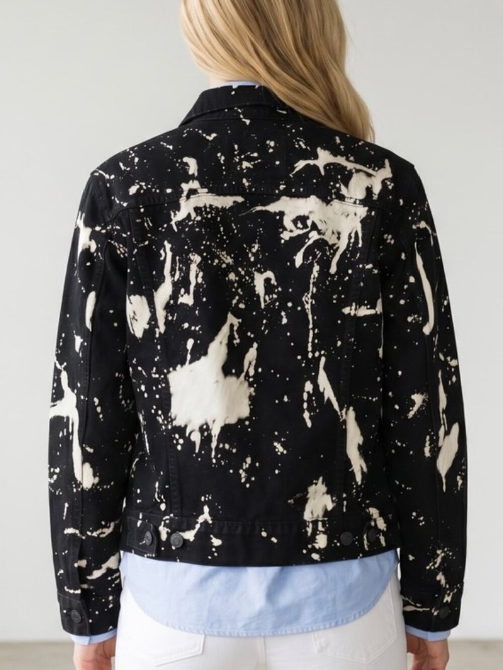 Levi’s Denim Jean‎ Jacket Adult MEDIUM Black Paint Splatter Unisex - Picture 3 of 12